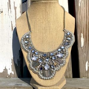 Ornate jeweled bib collar necklace